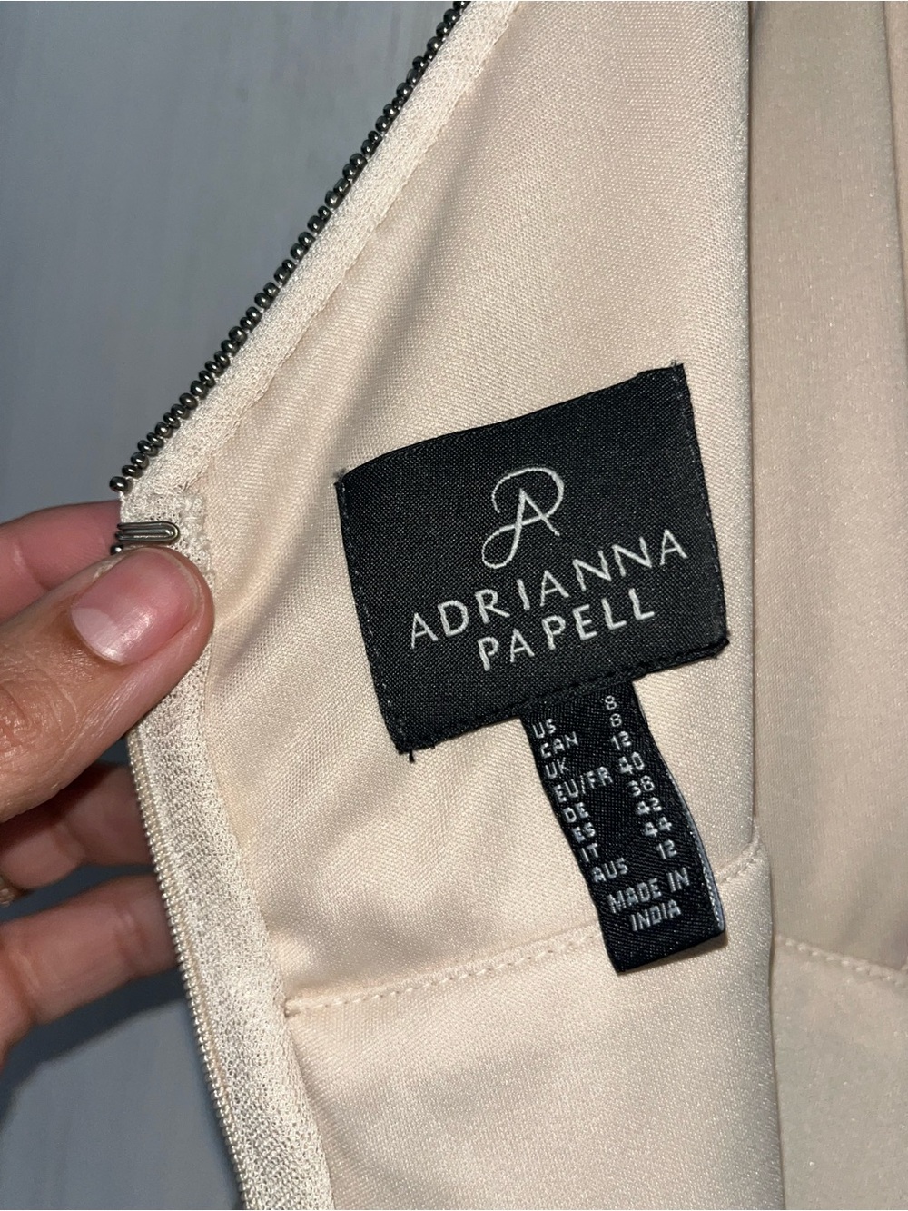 Adrianna Papell “Aida” Beaded V-Neck Maxi Dress in Beige - Picture 8 of 13